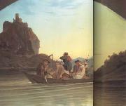 Adrian Ludwig Richter Crossing the Elbe in front of the Schreckenstein (mk10) oil painting picture wholesale